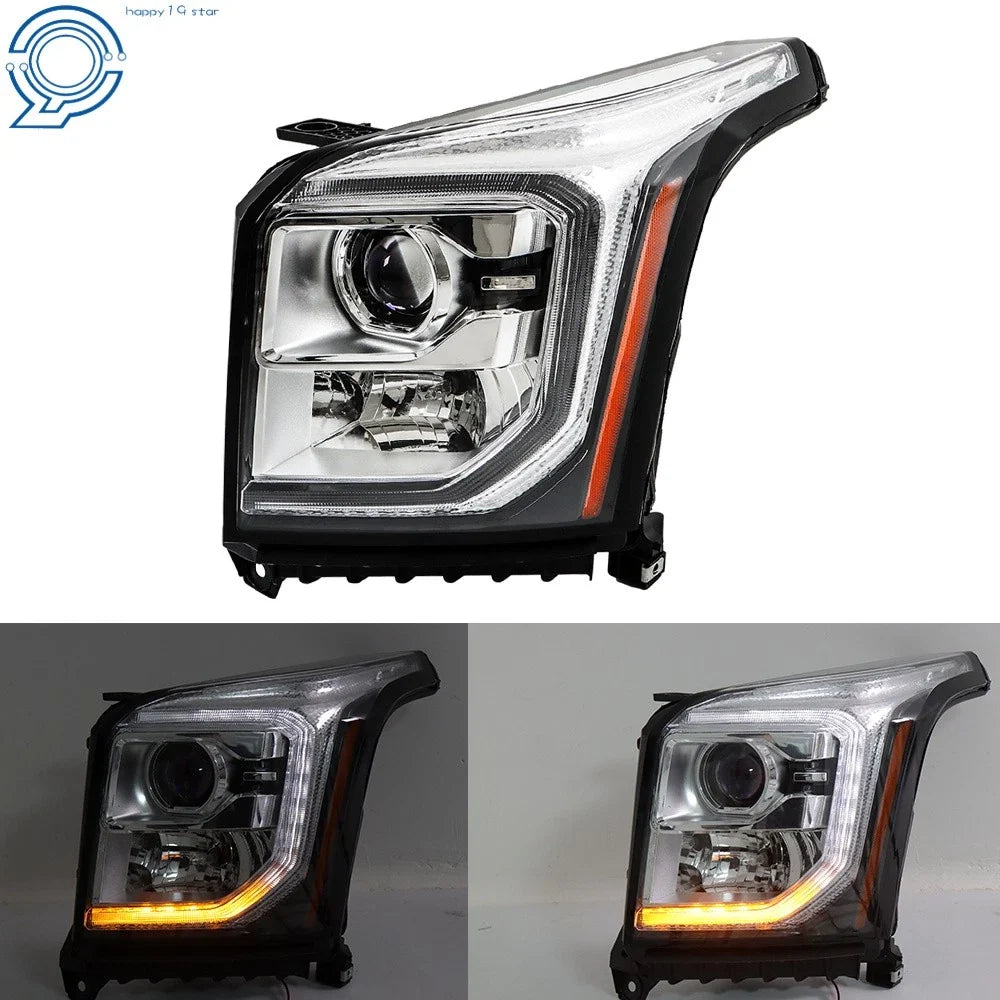 Pair HID LED DRL Projector Headlights for GMC Yukon XL (2015–2020)