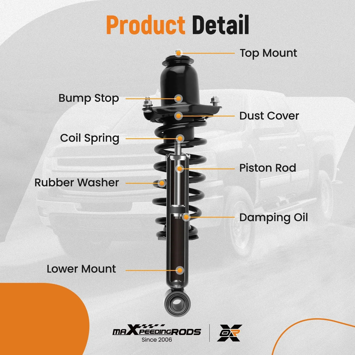 Rear Shock Strut for Toyota Corolla (2009–2013) 1.8L L4, 2.4L L4