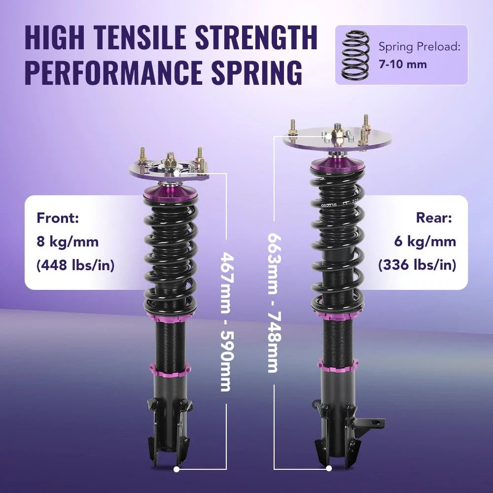 4-Piece Coilover Shock Absorber Set for Dodge Chrysler Neon SRT-4 2000-2005