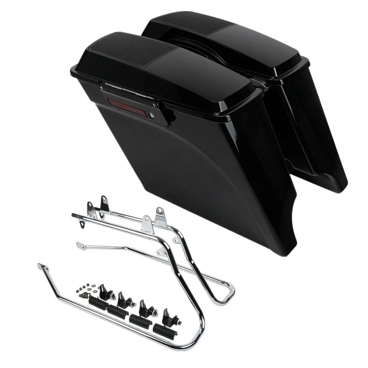 Stretched 5" Saddlebag Speaker Lids & Bracket for Harley Fatboy 1984-2017