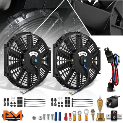 Electric Radiator Cooling Fans 10" for Universal Fit (12V) - 2 Pack