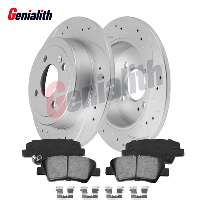 Rear Drilled Disc Rotors with Ceramic Pads for Rio/Accent 2012-2022