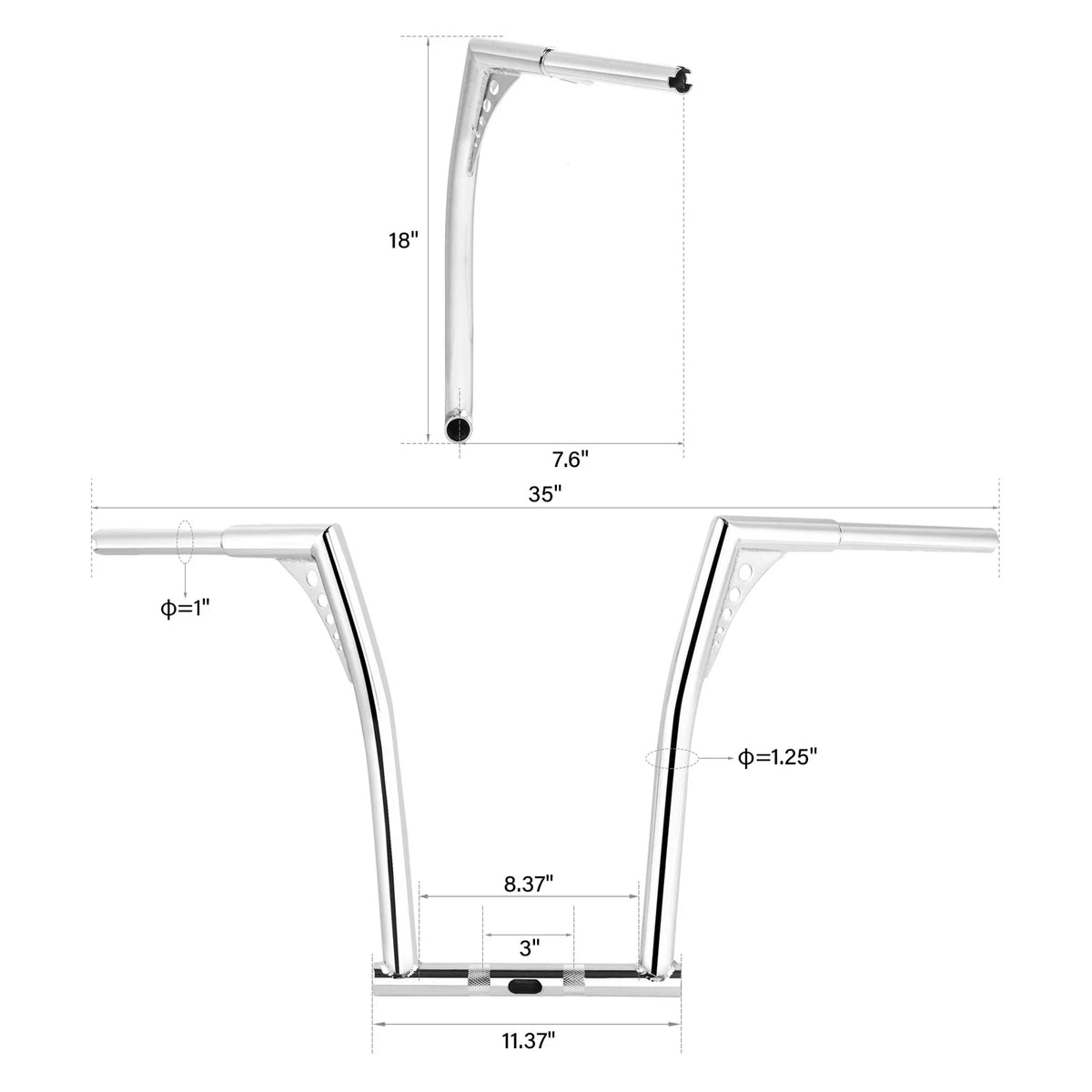 Ape Hanger 18-Inch Handlebar for Harley Dyna FXDB FXDF (2006-2017)