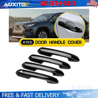 Glossy Black Door Handle Cover for Toyota Highlander RAV4 2019-2025