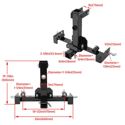 3 Point Hitch Attachment for Category 1 Tractor