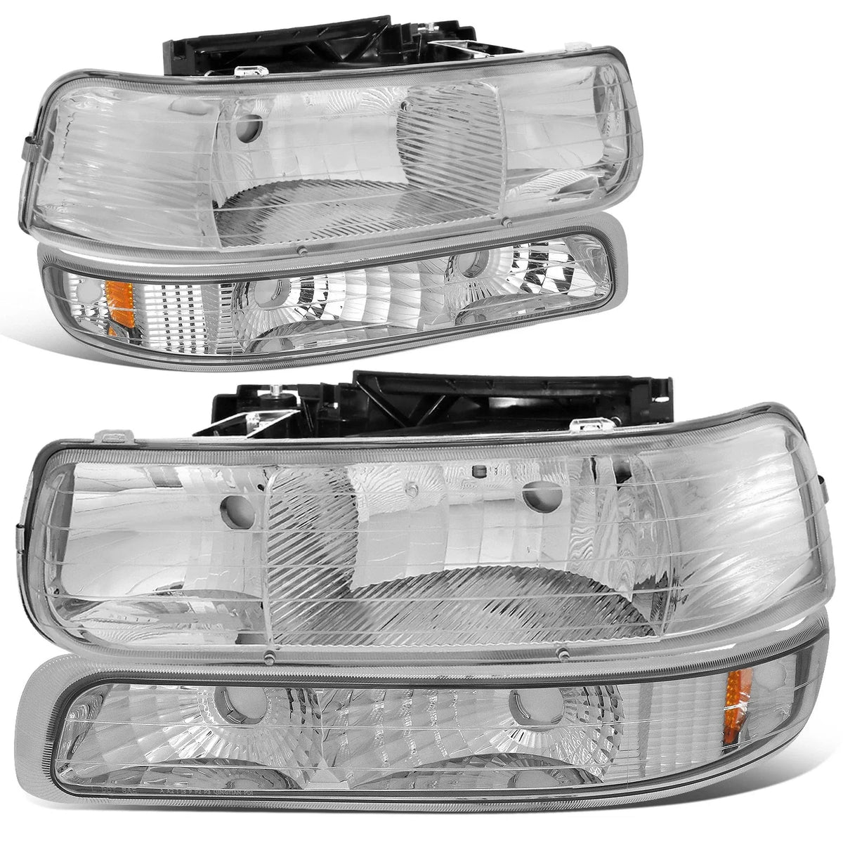 Chrome Crystal Headlight + Bumper + Red 3D LED Tail Light for Silverado (1999–2002)