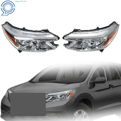 Headlight Pair for Honda CR-V (2012-2014) - Halogen with Chrome Housing
