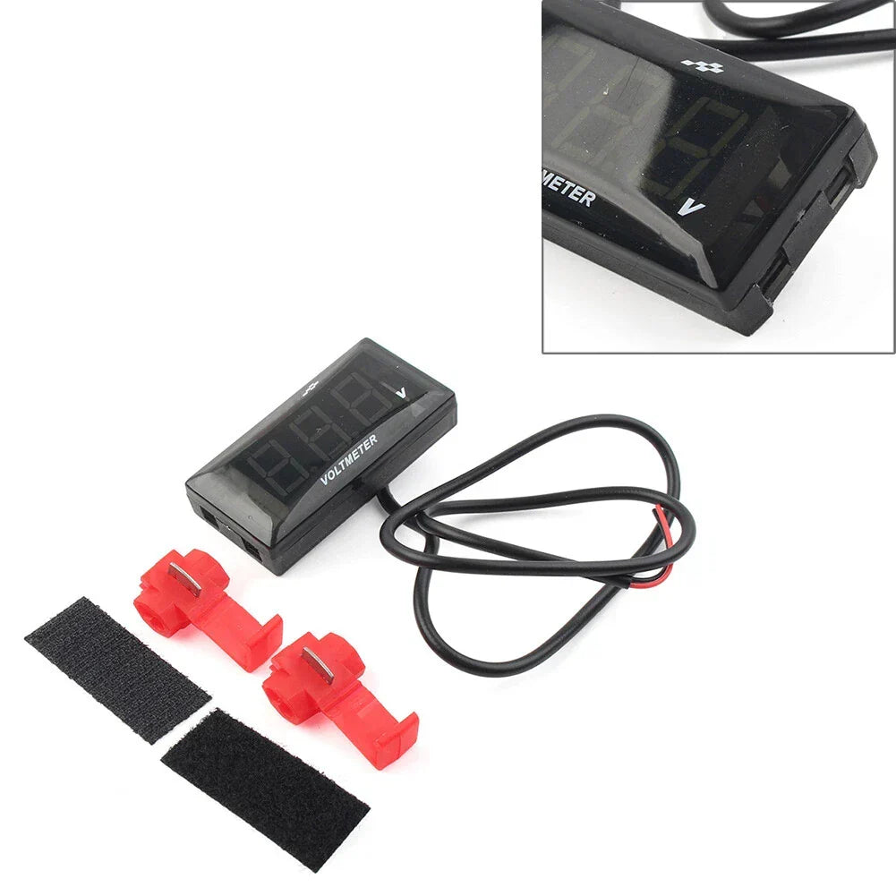 Digital Voltmeter Gauge 12V with Green LED Display for Motorcycles