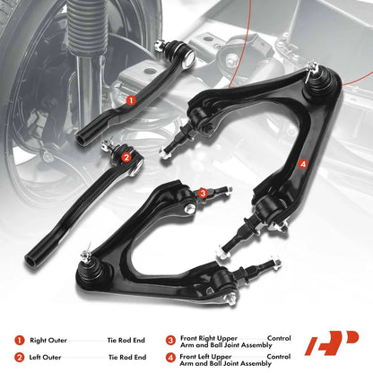 4-Piece Front Upper Control Arm Tie Rod Ends for Honda Accord 1994-1997