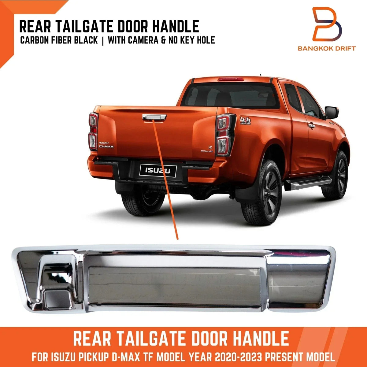Tailgate Handle Cover Insert in Chrome for Isuzu D-Max Ute 2020-2023