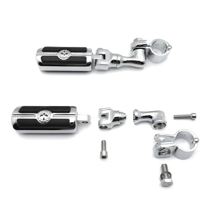 Adjustable Chrome Skull Foot Peg for 1.25" Engine Guard