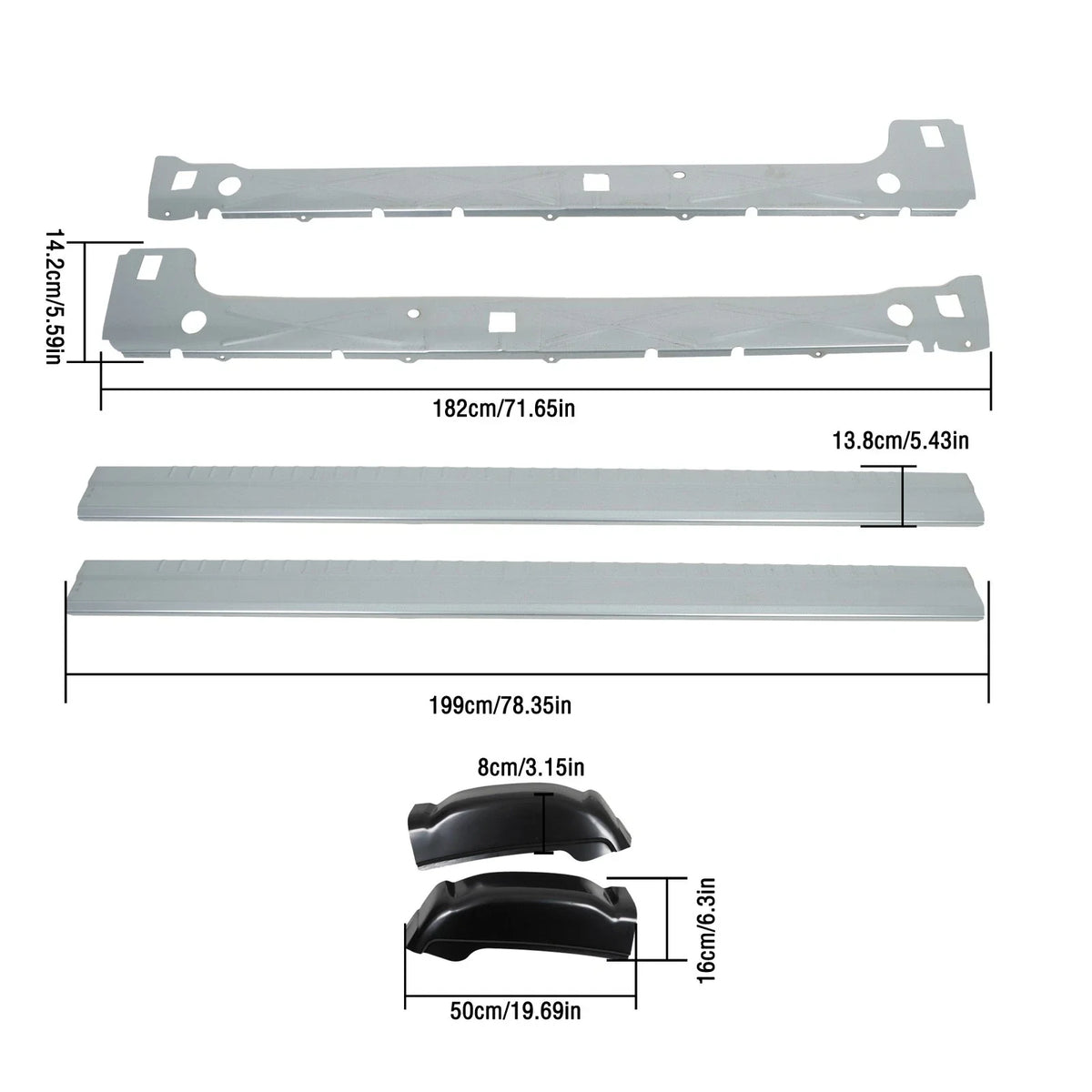 Extended Inner & Outer Rocker Panels with Cab Corner for Sierra 1500 (1999–2007)