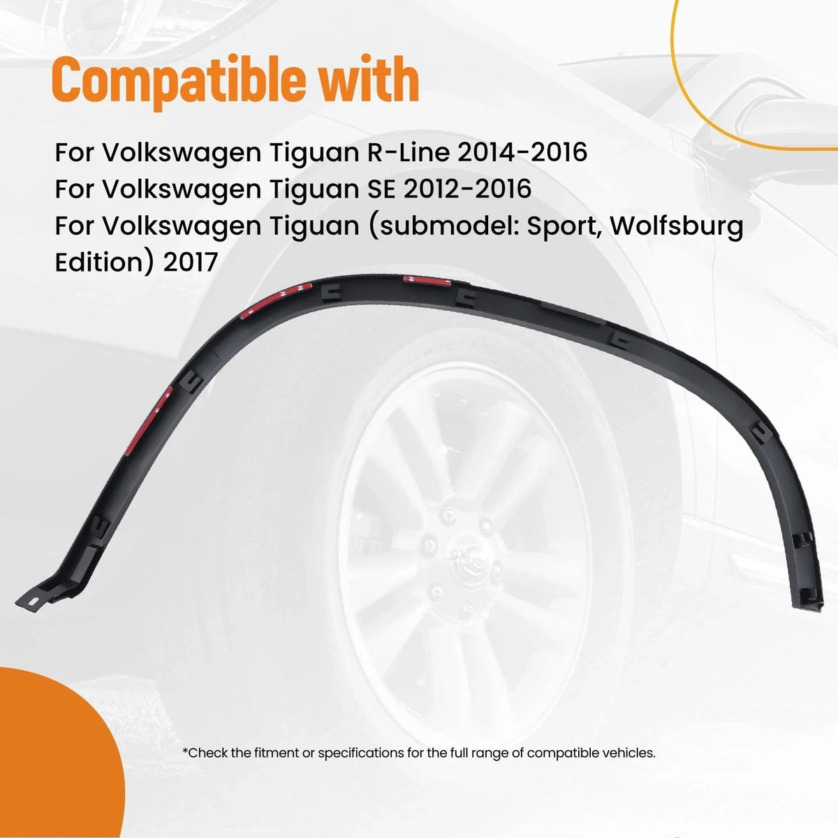 Fender Flare Trim Molding Right Rear for VW Tiguan (2012–2018)
