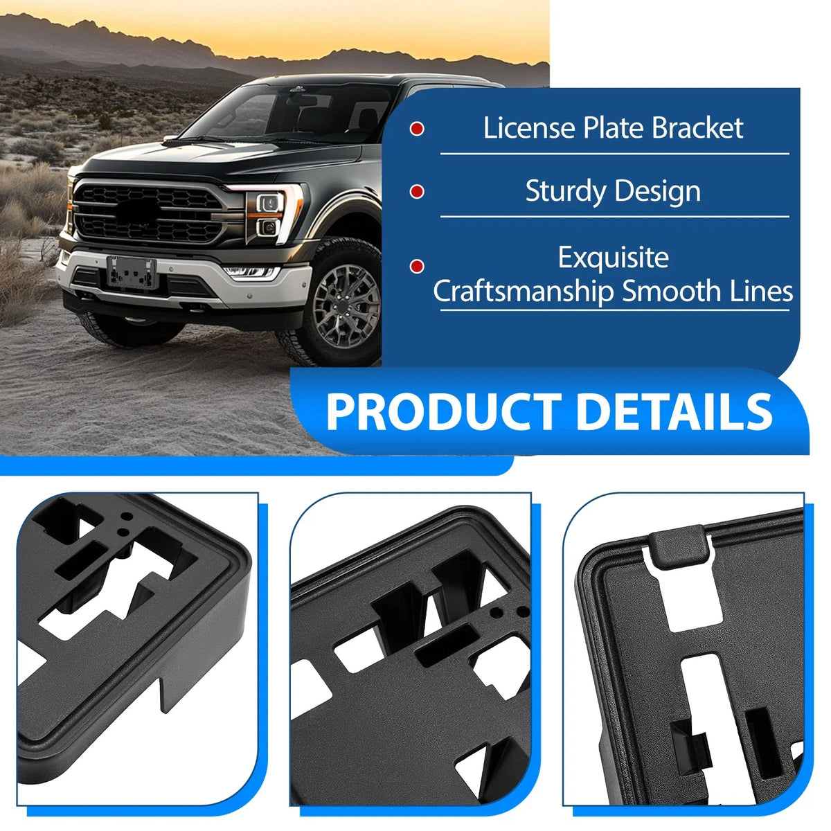 Front License Plate Holder Bracket for Ford F-150 (2021 to 2023)