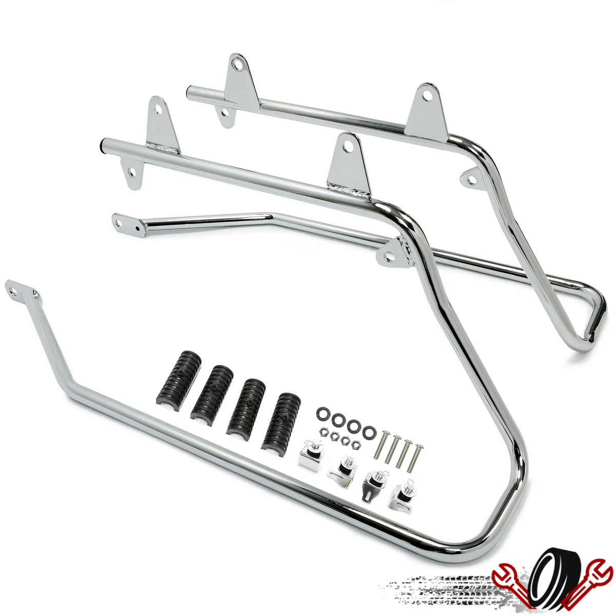 Chrome Saddle Bag Conversion Brackets Kit for Harley Softail (1984–2017)