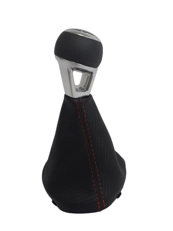 Carbon Fiber Manual Shift Boot Cover for Audi TT (2008–2016) Black Red Stitch