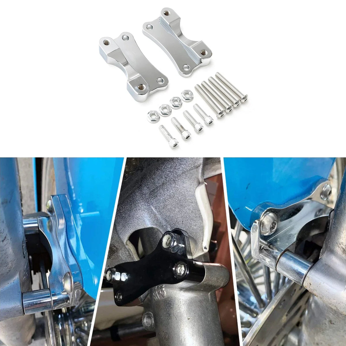 Chrome Front Fender Spacer Mount Bracket for Harley Street Glide (2014–2023)