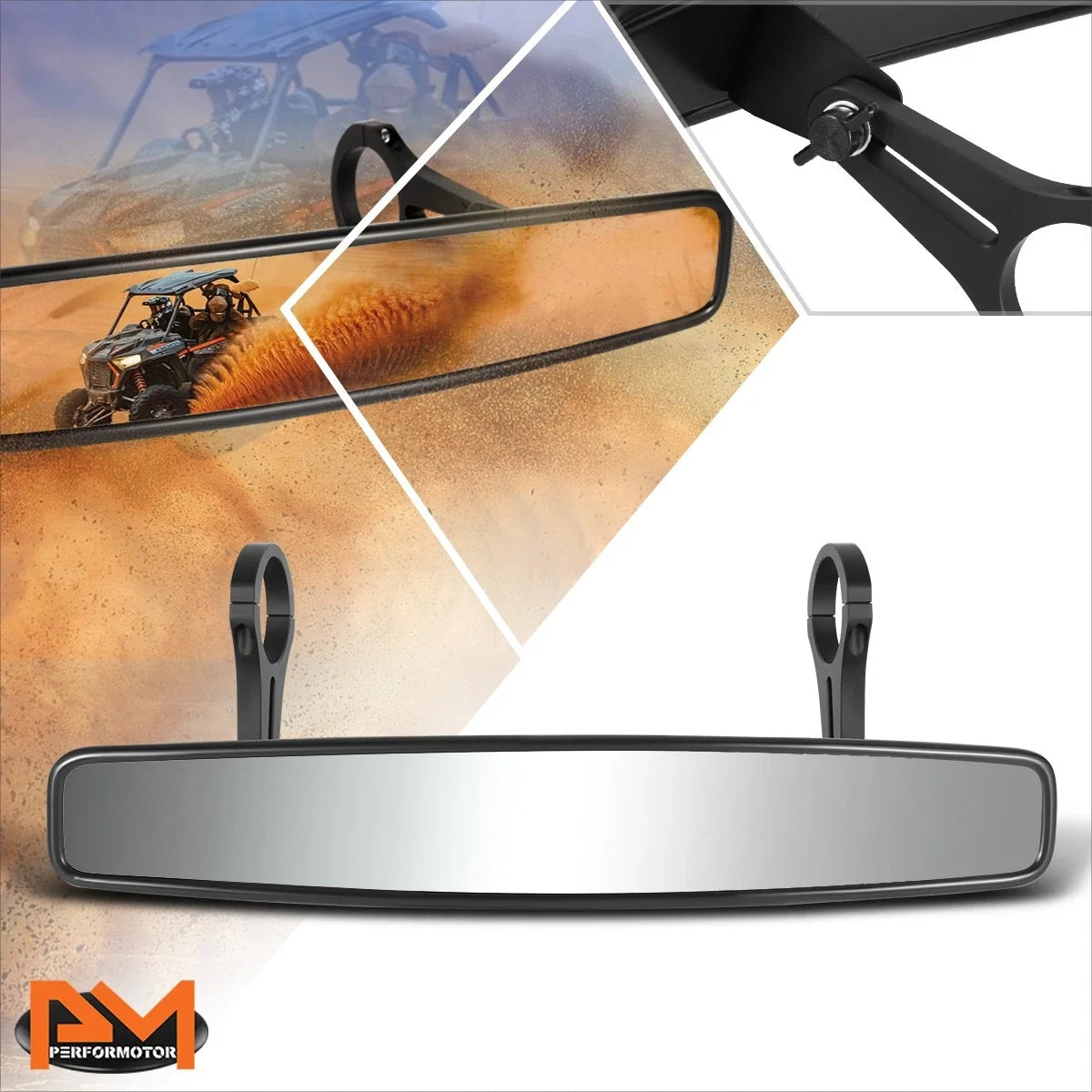 Rearview Mirror for UTV with Clamp - Universal Roll Cage (Irregular Convex)