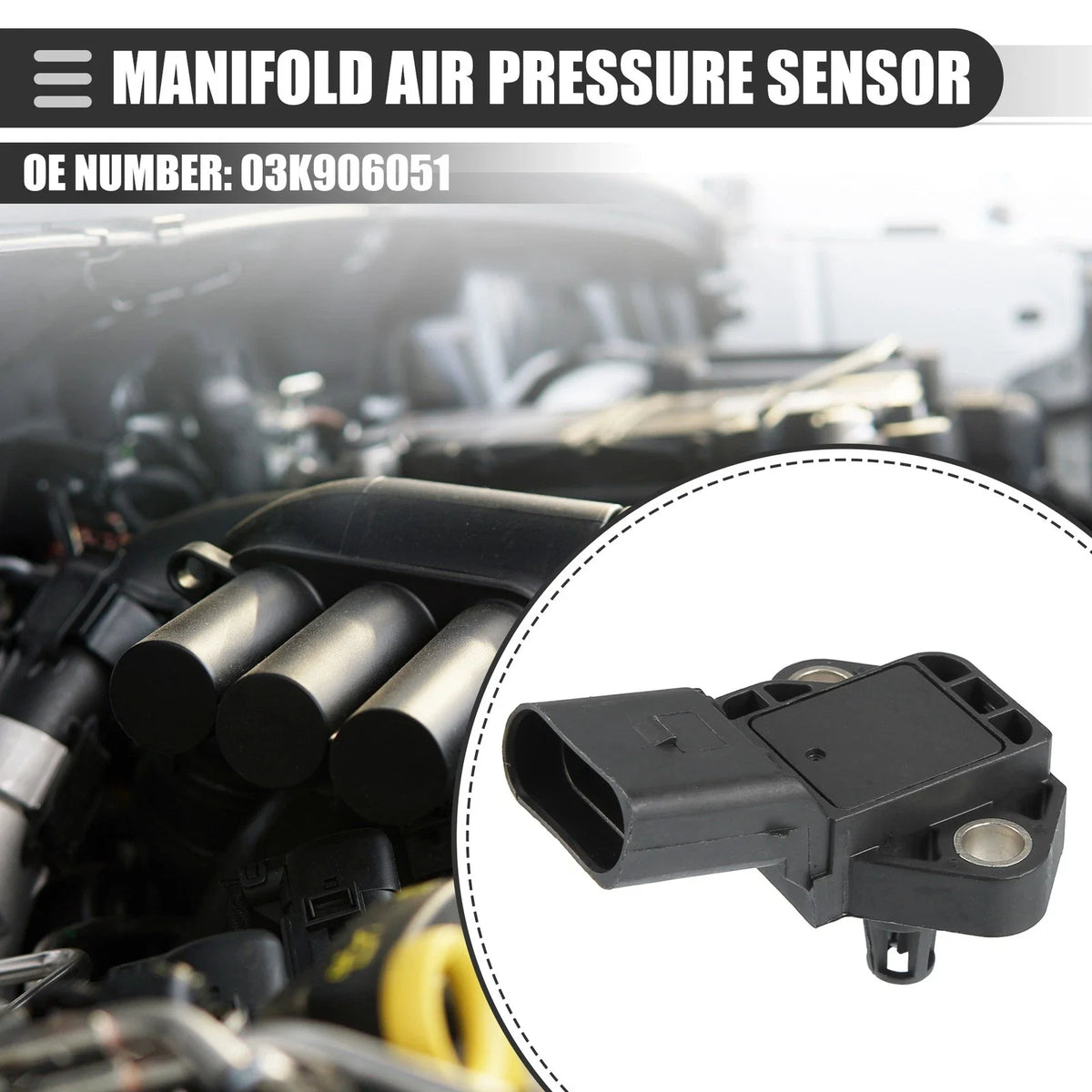 Manifold Air Pressure Sensor for Audi A1 (03K906051)