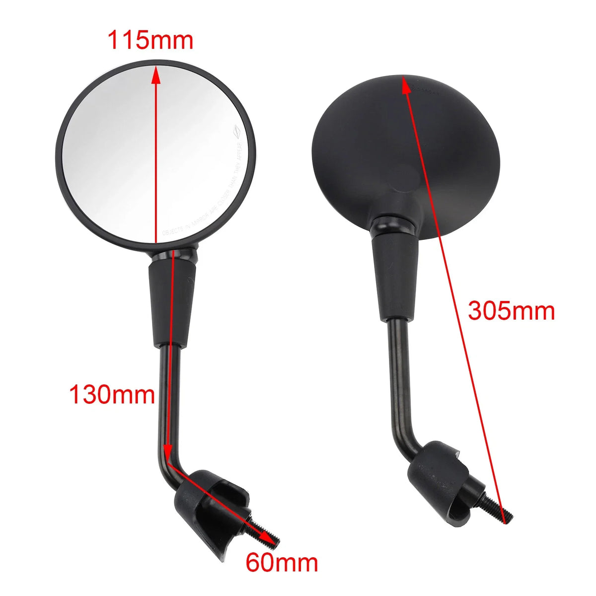 Black Mirror Set Shorty for Vespa Primavera/Sprint/GTS (50-300)