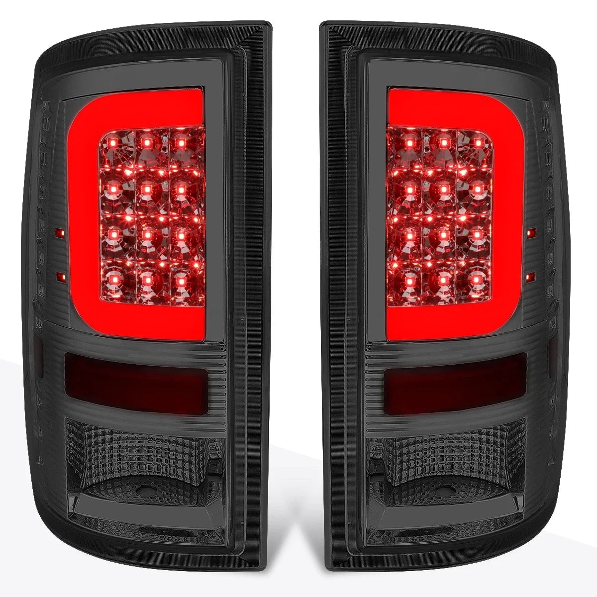 3D LED C-Bar Tail Light for Dodge Ram Pickup (2009–2017) - Red, Smoked