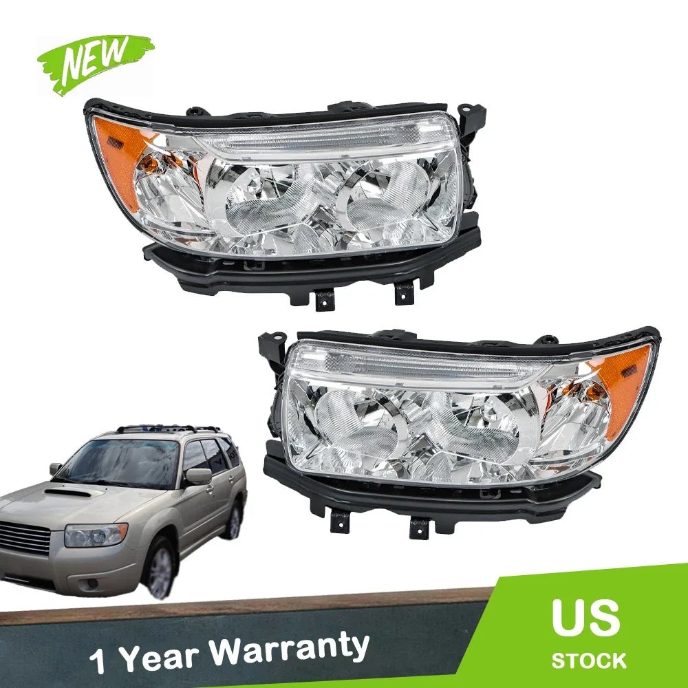 Set of 2 Clear Halogen Projector Headlights for Subaru Forester (2006–2008)