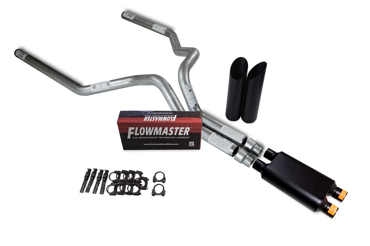 Dual Inlet 3" Exhaust Kit for GM 2500 (2000–2006) - Flowmaster Super 44, Black Tips
