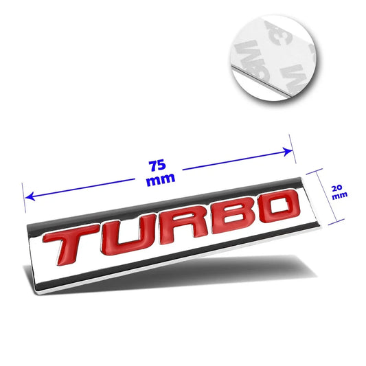 3D Turbo Polished Metal Red Decal Emblem Sticker for Audi Mitsubishi Toyota