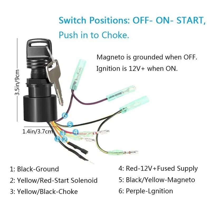 Key Switch Ignition for Mercury Outboard 87-17009A5, 17009A2
