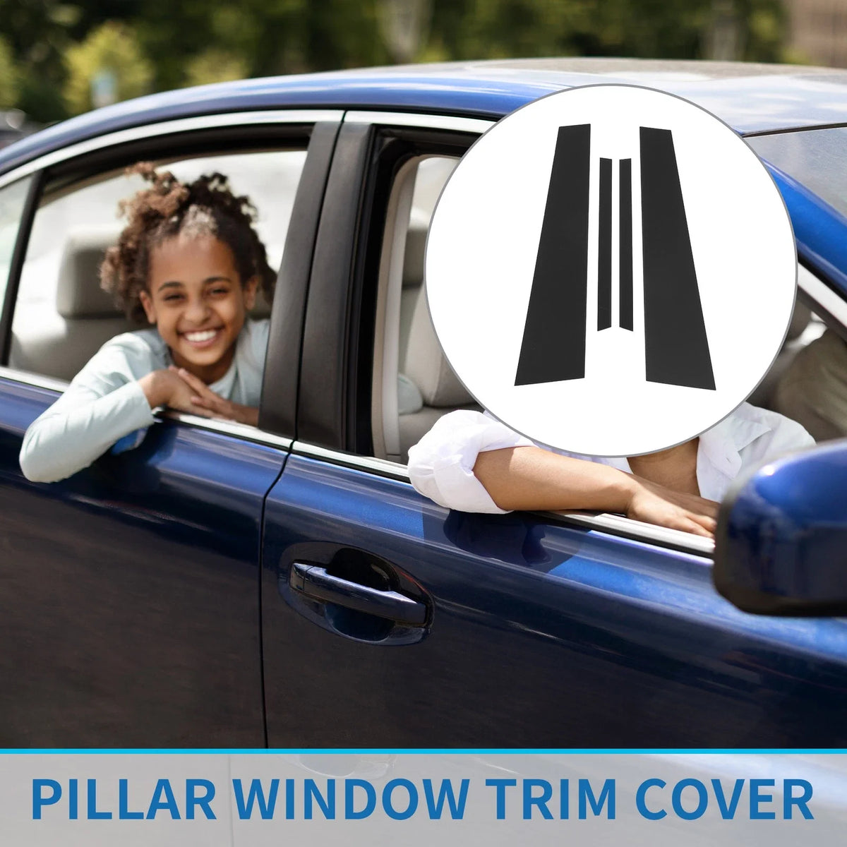 Set of 4 Door Pillar Window Trim for Volkswagen Jetta (2013–2015) Black