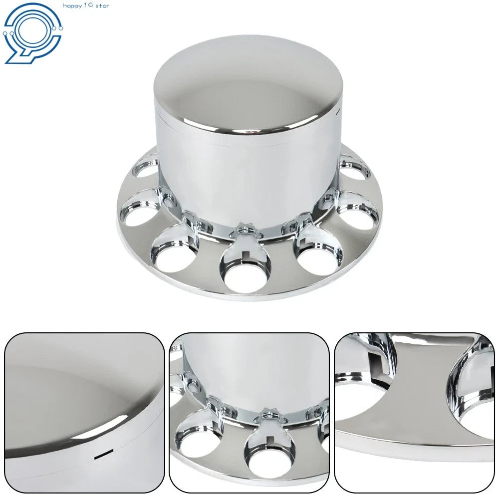 4-Piece Chrome Rear Axle Cover Set with Hub Caps for Semi Truck