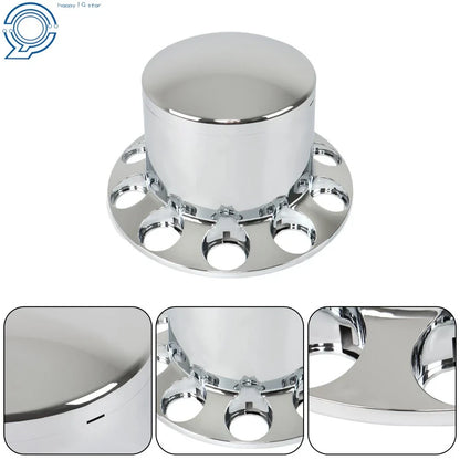 4-Piece Chrome Rear Axle Cover Set with Hub Caps for Semi Truck