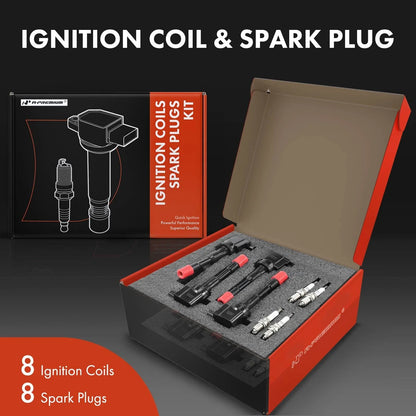 8-Piece Red Ignition Coil and Spark Plug Set for 2003-2005 Honda Civic