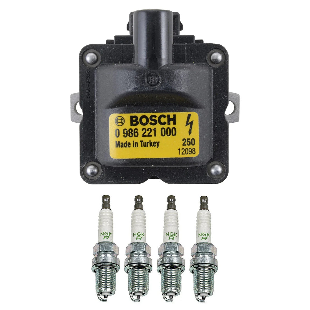 Set of 4 Bosch Ignition Coils & NGK V-Power Spark Plugs for 80 Golf Jetta Passat