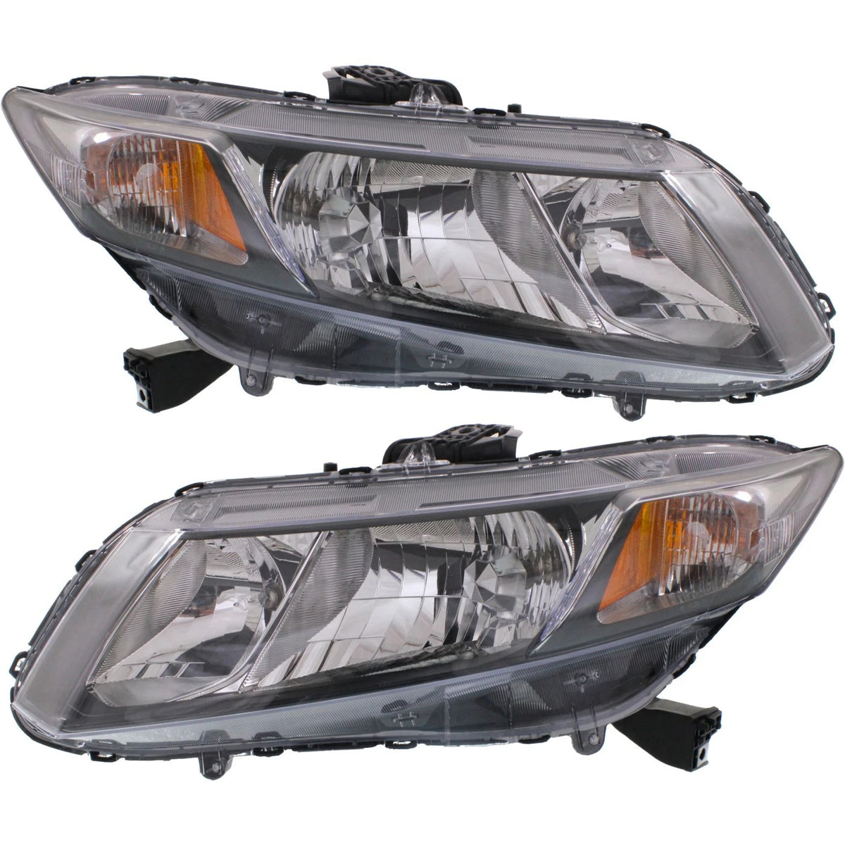 Headlight Set for Honda Civic (2013–2015) Coupe Sedan Halogen with Bulbs CAPA