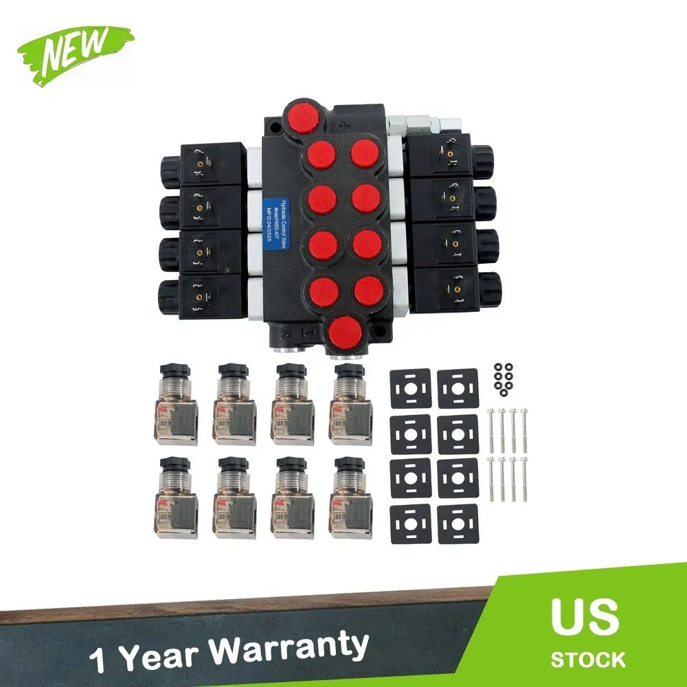 4 Spool Hydraulic Control Valve for 12V DC Systems (13 GPM, 3600 PSI)