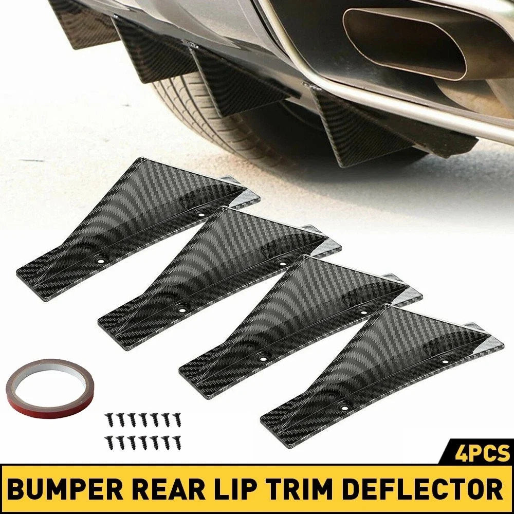 4X Rear Bumper Diffuser Fin Spoiler Lip Splitter for Universal Fit (EXV)