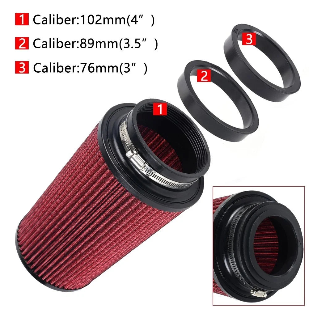 3" 3.5" 4" RED Cold Air Intake Filter for Most Models