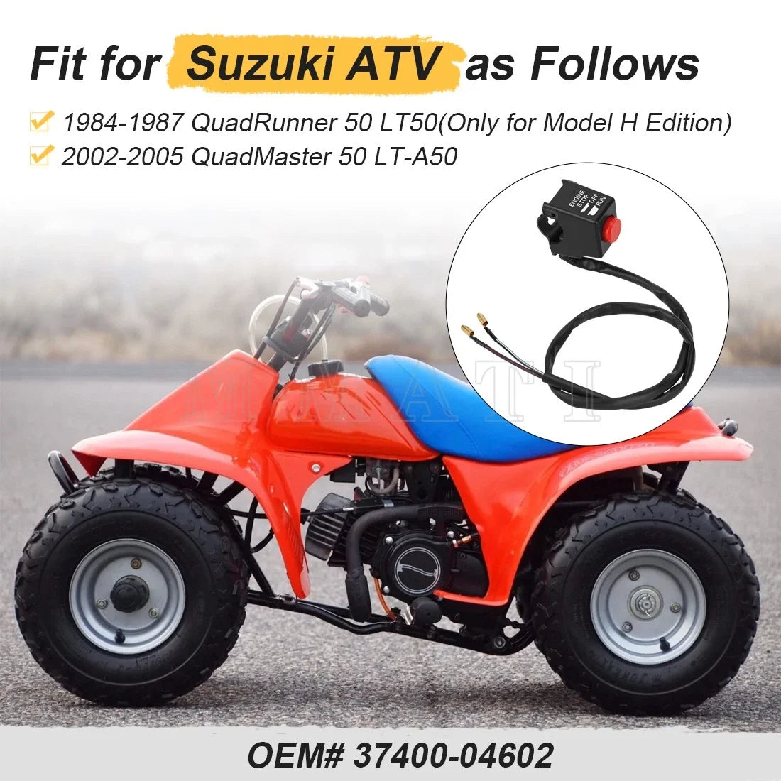 Kill On/Off Button Switch for Suzuki LT50 LT 50 LTA50 (1990–1999) 37400-04602 CNC Housing