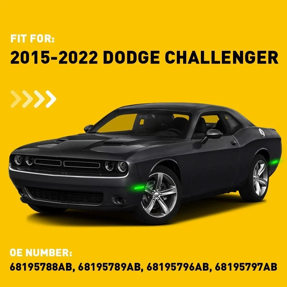 4X LED Side Marker Lights Kit Green for Dodge Challenger (2015–2022)