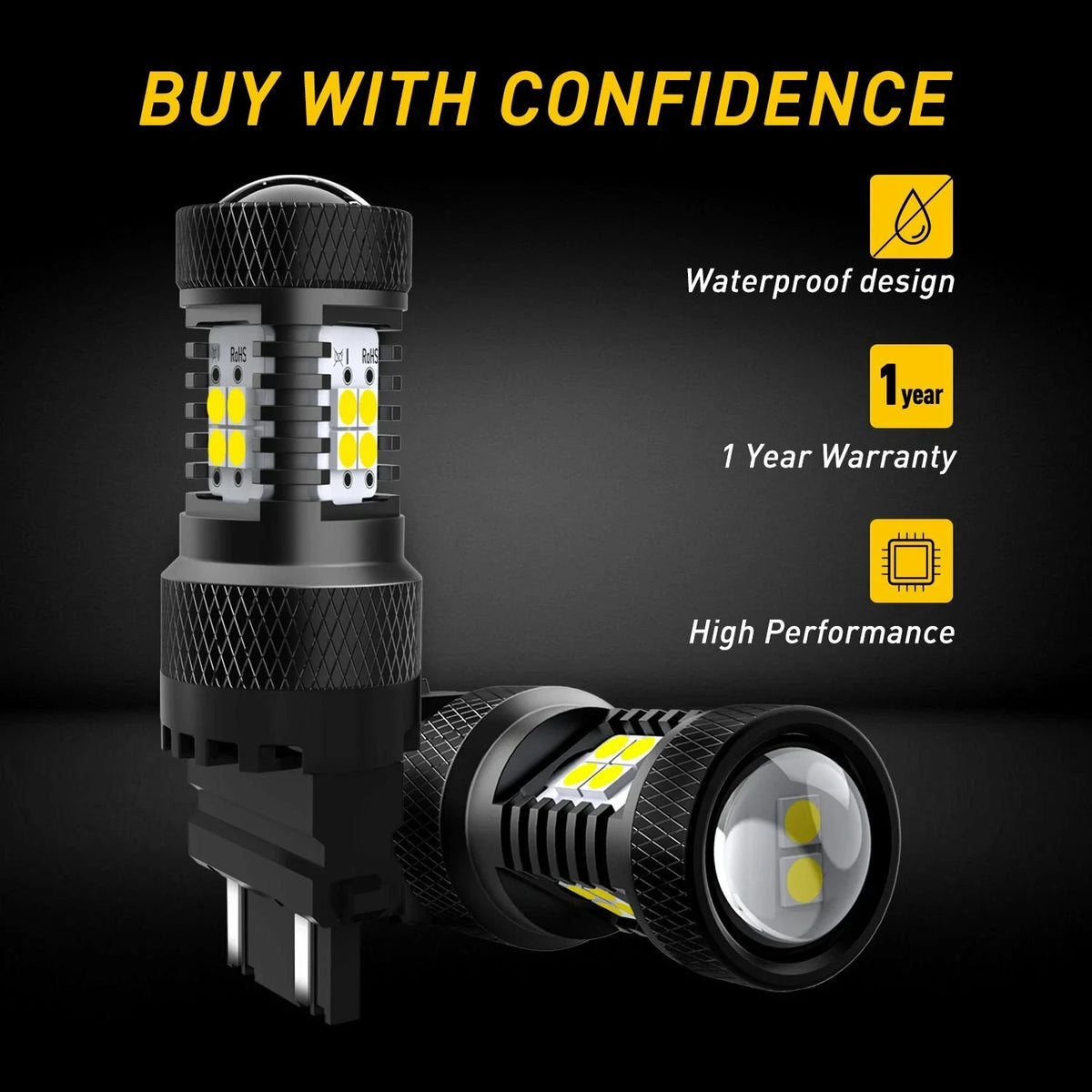 2X AUXITO 3157 LED Reverse Backup Light Bulbs 6000K for