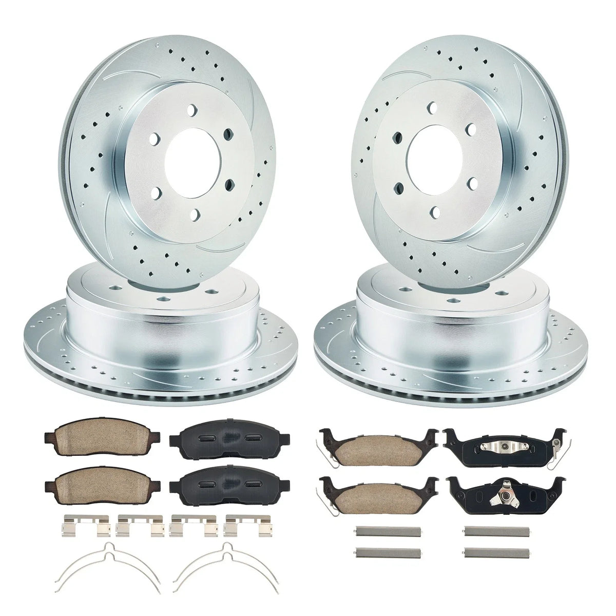 Front Rear Drilled Rotors Brake Pad Kit for Ford F-150 (2004–2008)