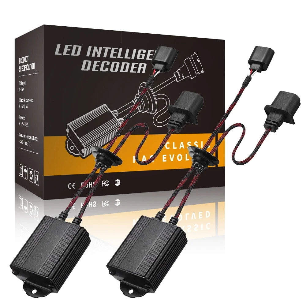 2X LED H13 Headlight Canbus Anti Flicker Resistor Decoder for