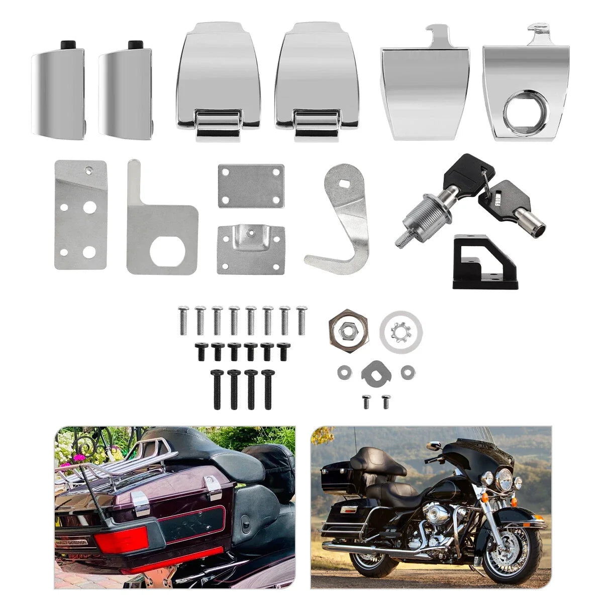 Chrome Hardware Latches Hinges Lock for Harley King Tour Pack (2006–2013)