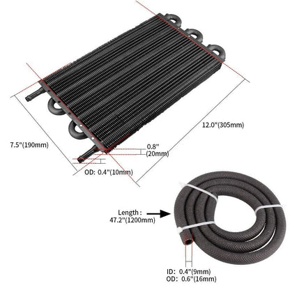 Remote Transmission Oil Cooler Kit - Universal Aluminum 6 Rows