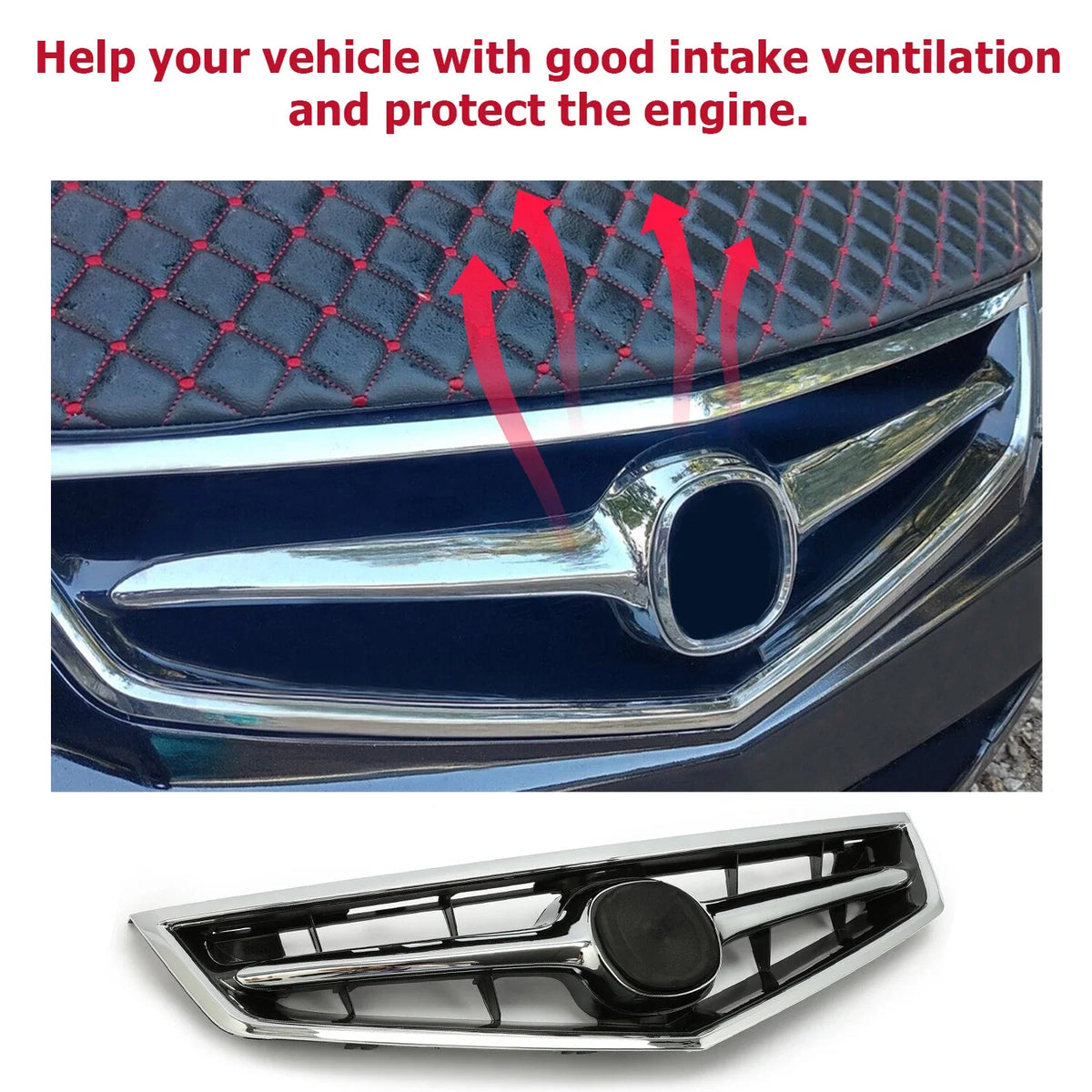 Front Upper Grille with Chrome Trim for Acura TSX 2006-2008