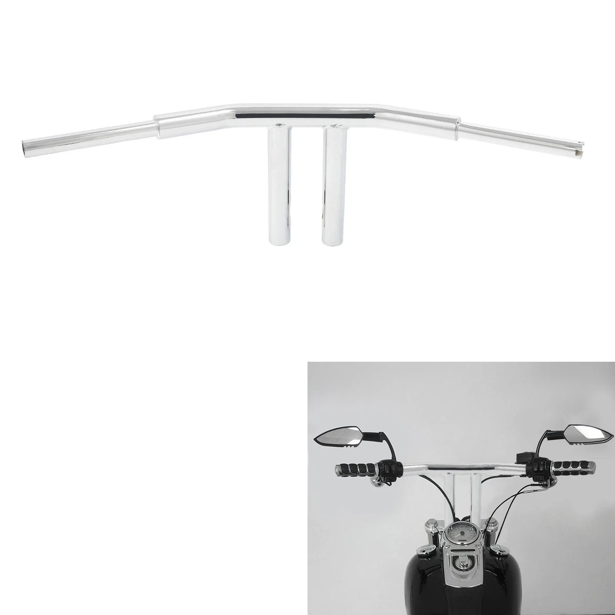 10" Rise Chrome T-Bar Handlebar for Harley Softail Street Bob (2018-2023)