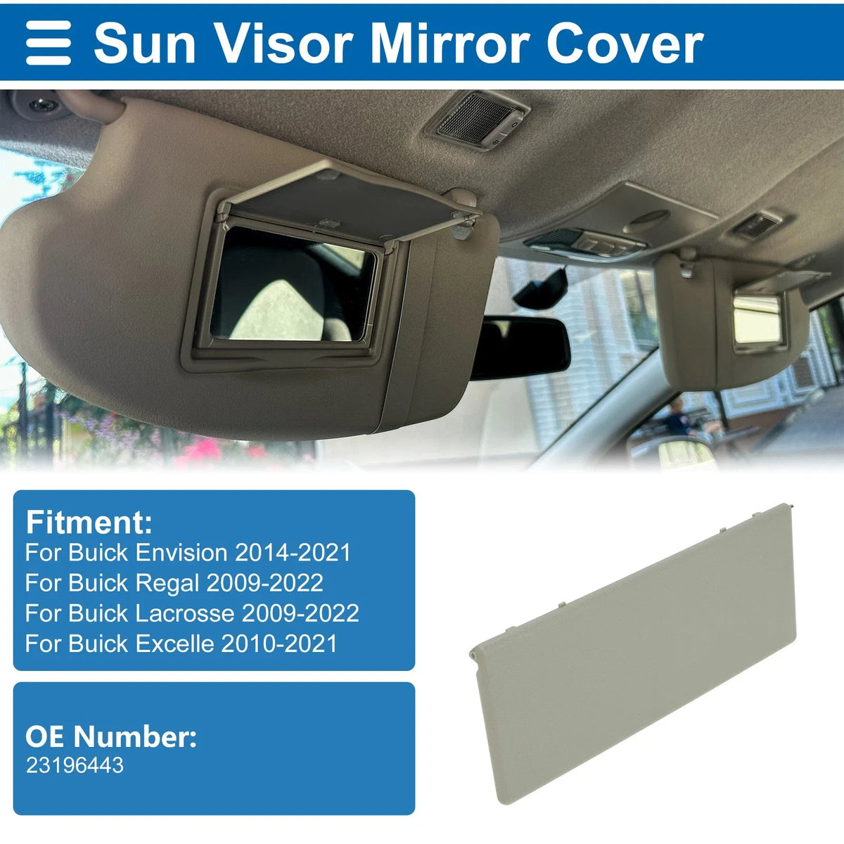 Sun Visor Mirror Cover for Buick Envision (2014–2021) No. 23196443 Light Beige