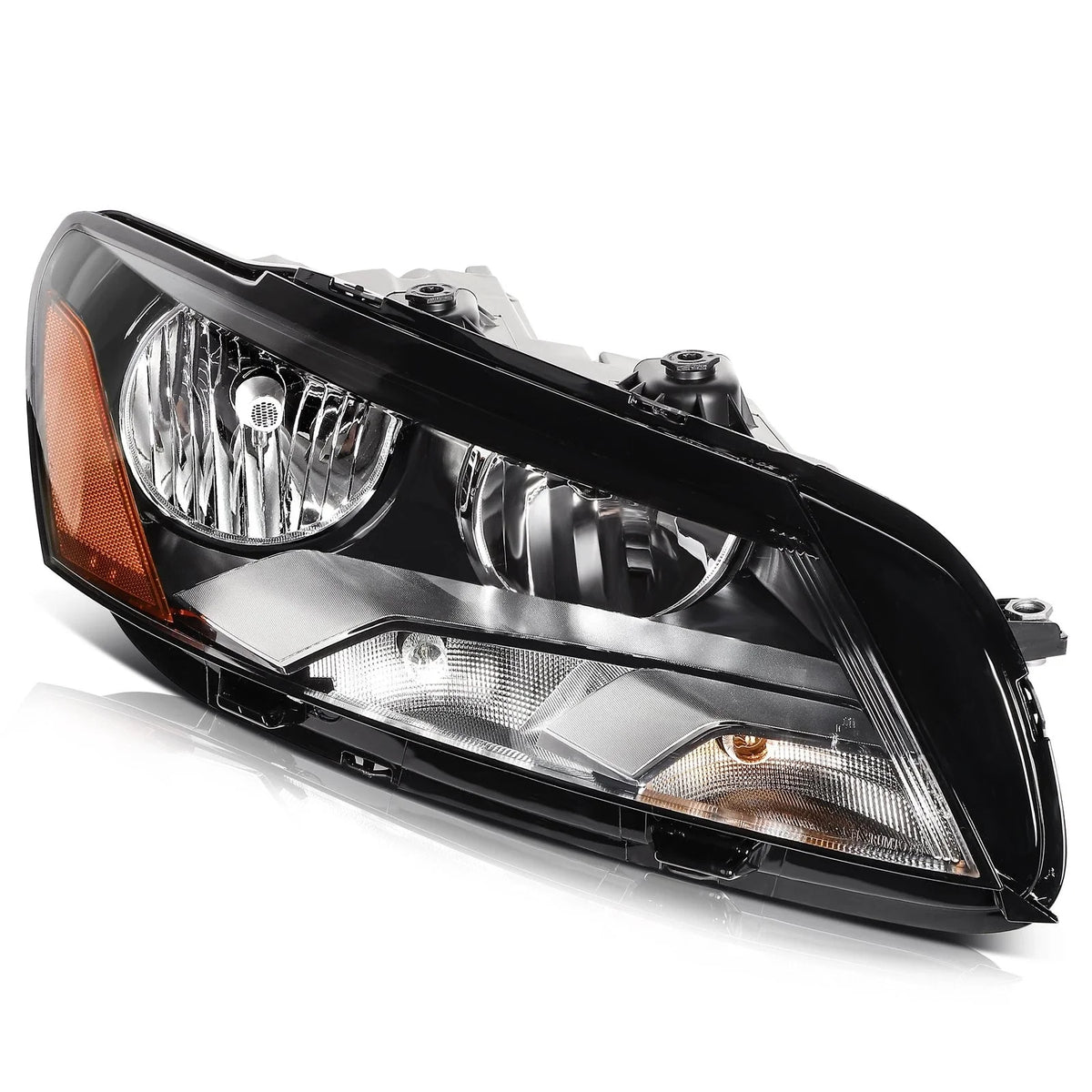 Black Housing Headlight Assembly for Volkswagen Passat (2012-2015) Left+Right