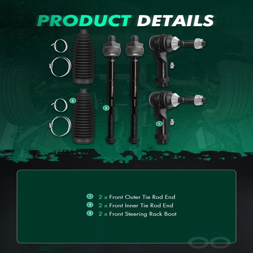 Tie Rods Set of 2 Front Inner Outer for Lincoln MKT 2013-2017